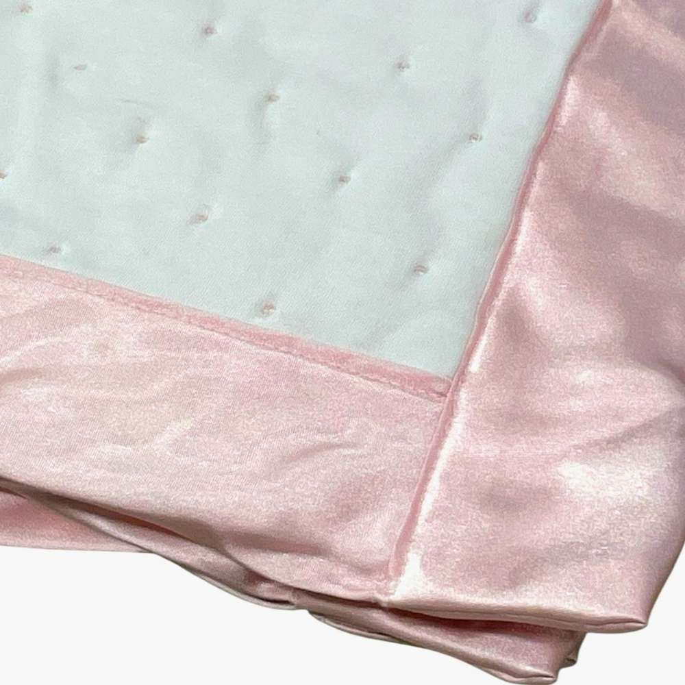 Little Me So Soft White Satin Trim Backing Baby Blanket Security Lovey